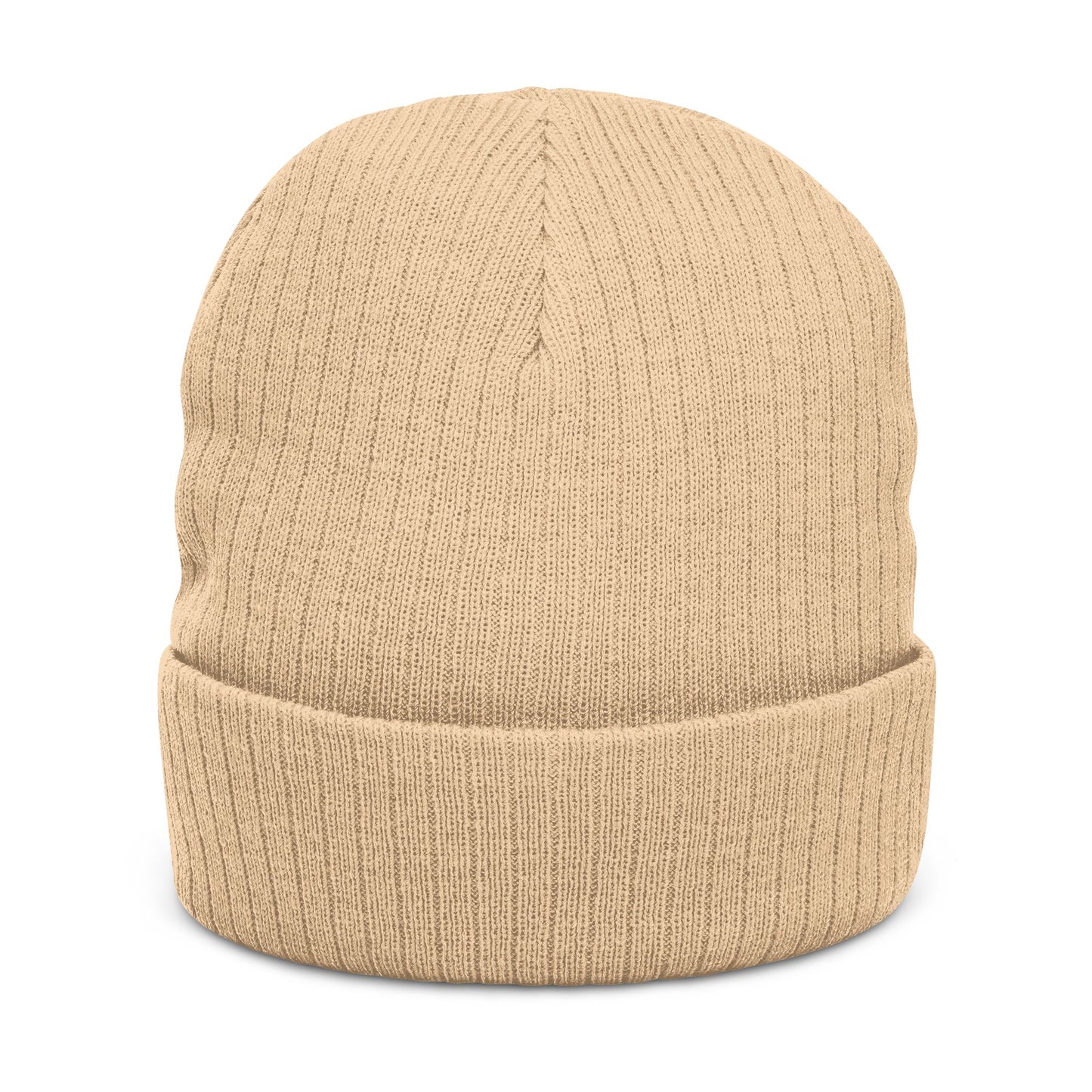 Beige Ribbed Beanie — DIYD Cuffed Knit Hat