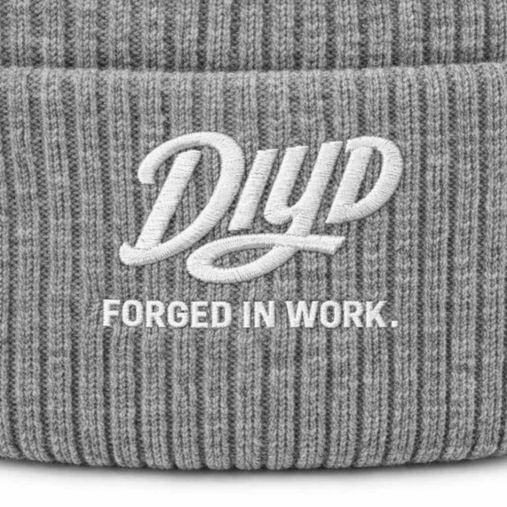 Grey Beanie DIYD Close up