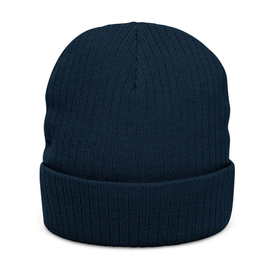 Navy Blue Embroidered 'DIYD' Ribbed Knit Beanie