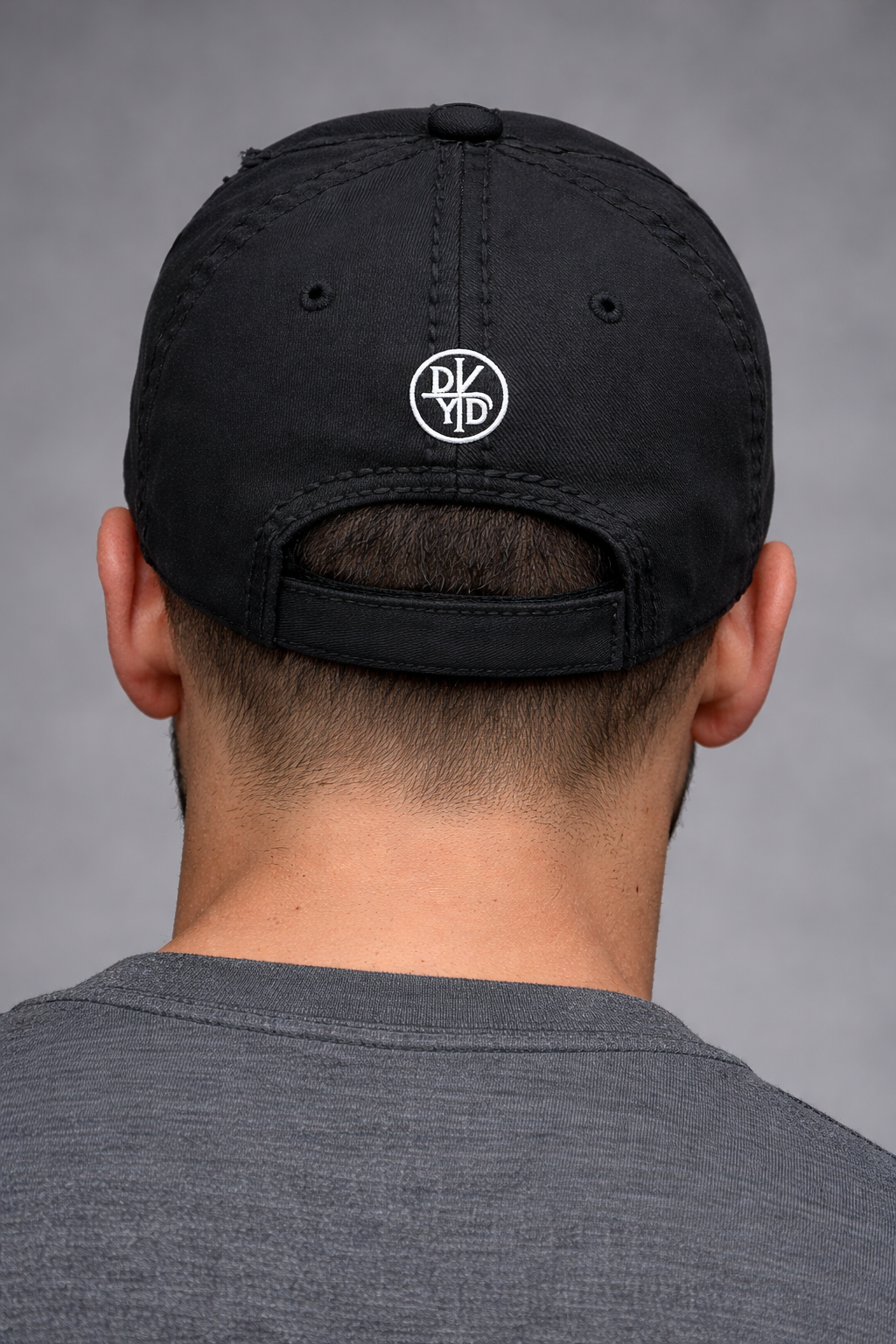 Black Distressed DIYD Embroidered Dad Hat — Retro 'DiyD' Script Baseball Cap