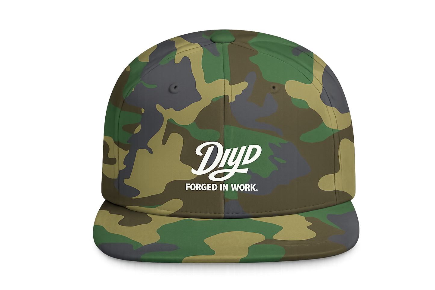 Camo Flat Bill Snapback Hat — DIYD Embroidered Rugged Workwear Cap