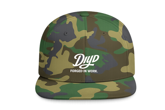 Camo Flat Bill Snapback Hat — DIYD Embroidered Rugged Workwear Cap