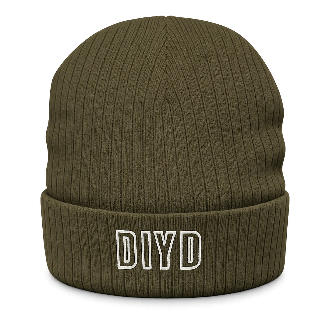 Olive  'DIYD' Ribbed Knit Beanie — Cozy Olive Cuffed