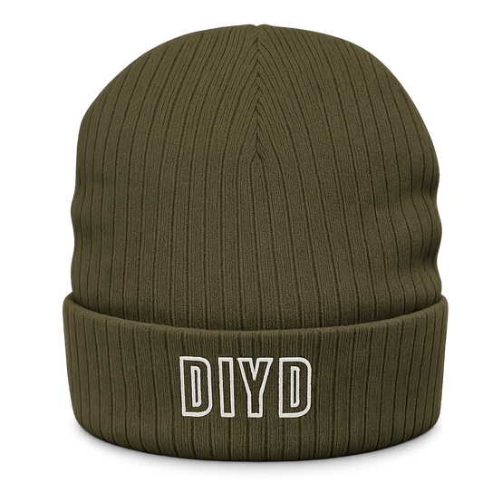 Olive  'DIYD' Ribbed Knit Beanie — Cozy Olive Cuffed