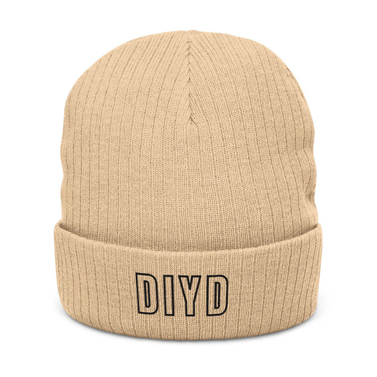 Beige Ribbed Beanie — DIYD Cuffed Knit Hat