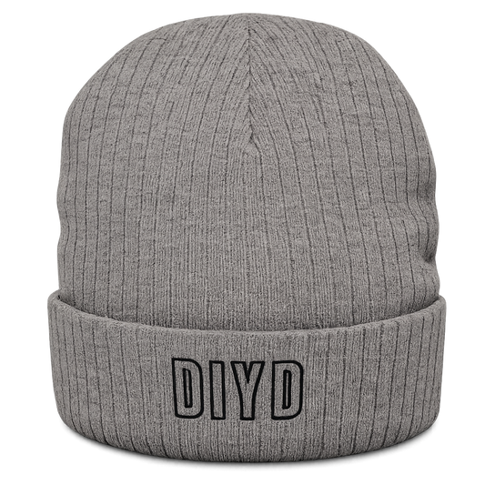 Light Grey Embroidered Ribbed Knit Beanie – DIYD