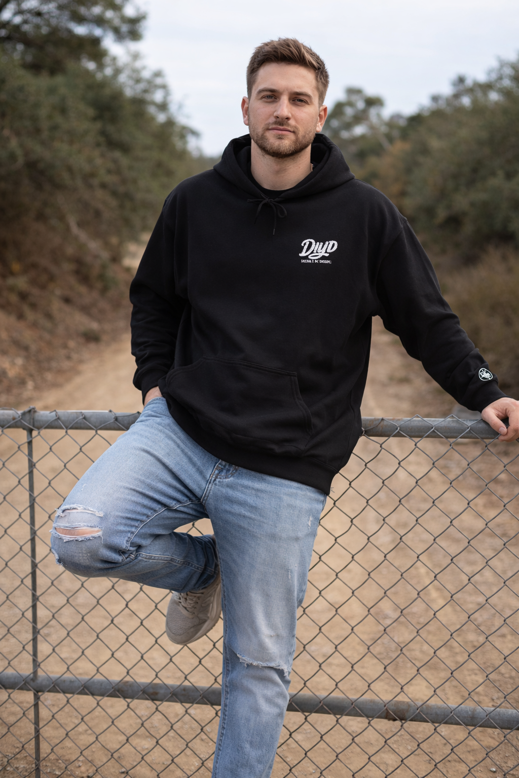 Black DIYD  Hoodie — Minimal  Embroidered logo