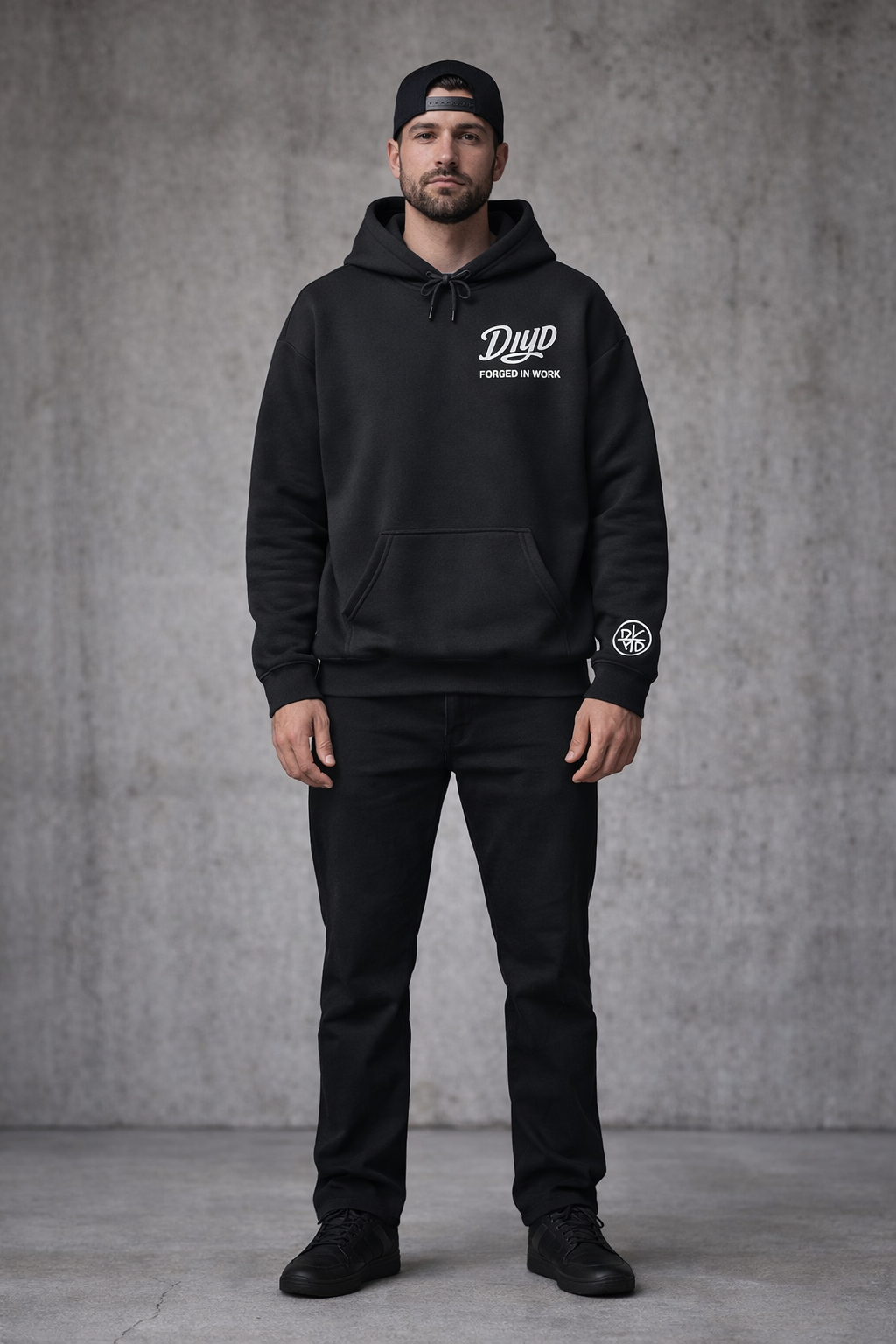 Black DIYD  Hoodie — Minimal  Embroidered logo